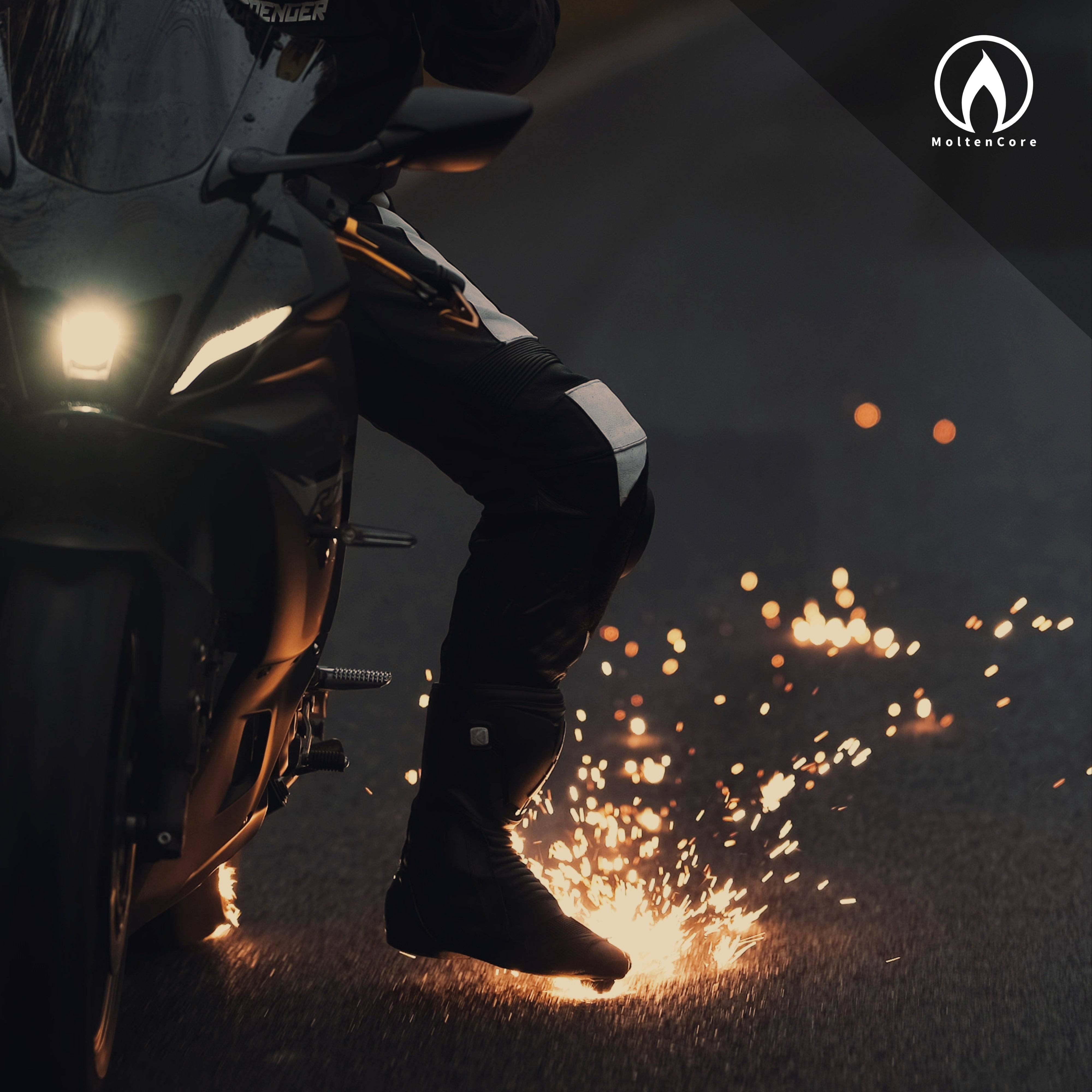 Motorcycle sparks with CoreV5 Feetslider
